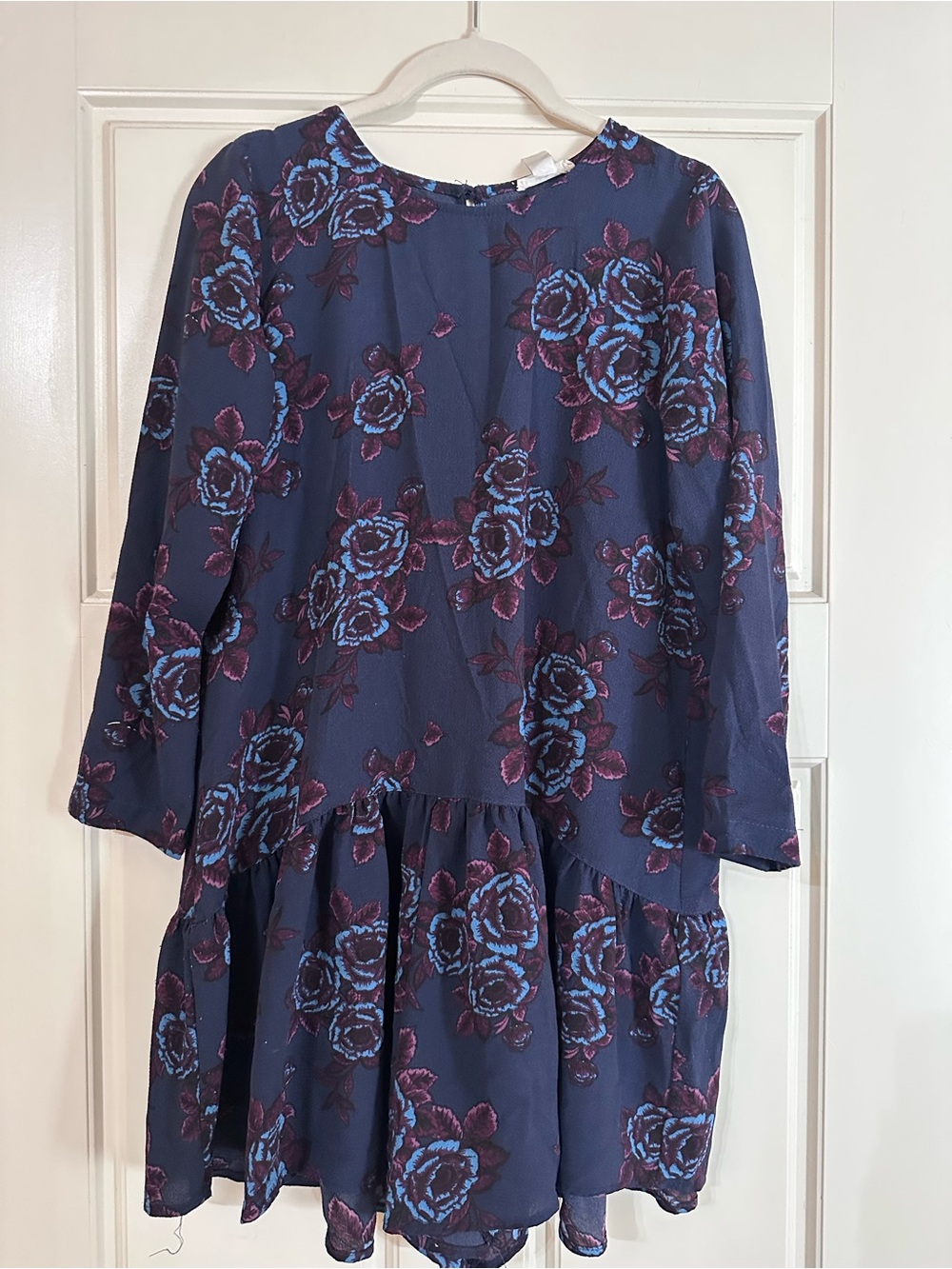 Women’s Navy Floral Mini Dress with Blue Rose Print
